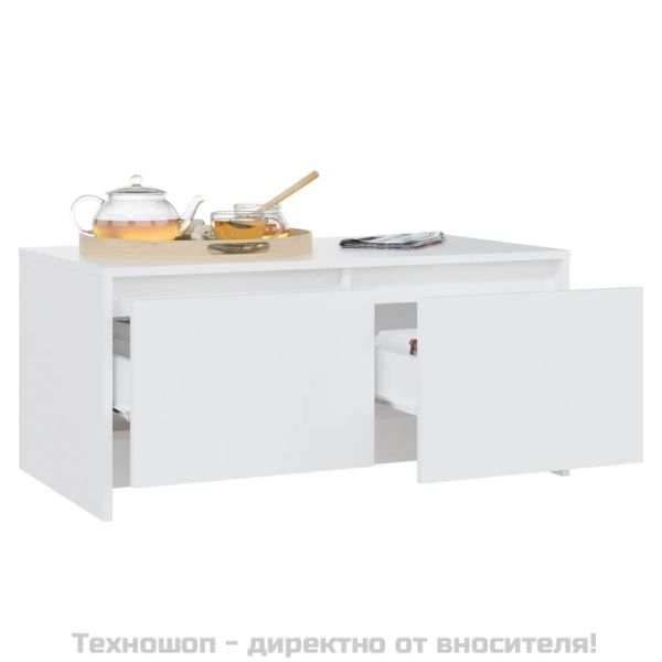 Кафе маса, бяла, 90x50x41,5 см, инженерно дърво
