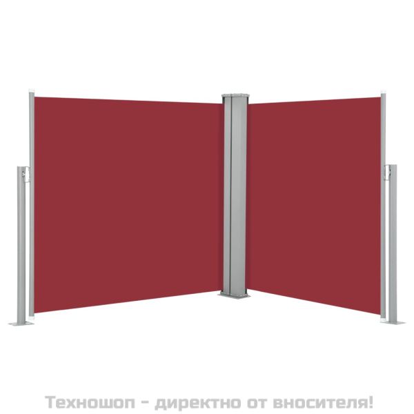 Прибираща се странична тента, червена, 120x600 см
