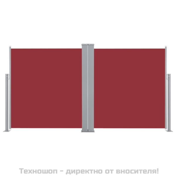 Прибираща се странична тента, червена, 120x600 см
