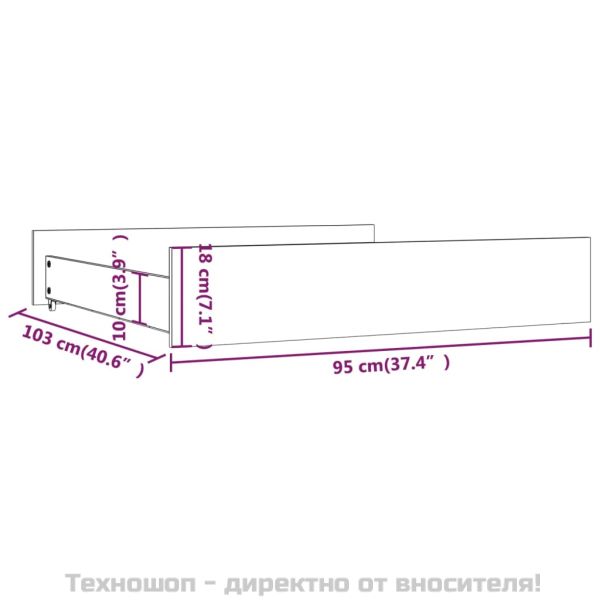 Чекмеджета за легло, 2 бр,Сиво, бор масив