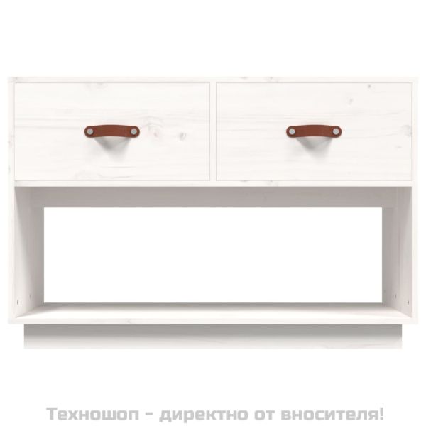 ТВ шкаф, бял, 90x40x60 см, бор масив