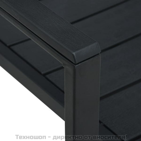 Градински столове, 4 бр, черни, HDPE, имитация на дърво