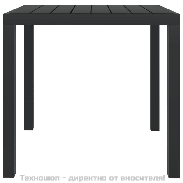 Градинска маса, черна, 80x80x74 см, алуминий и WPC