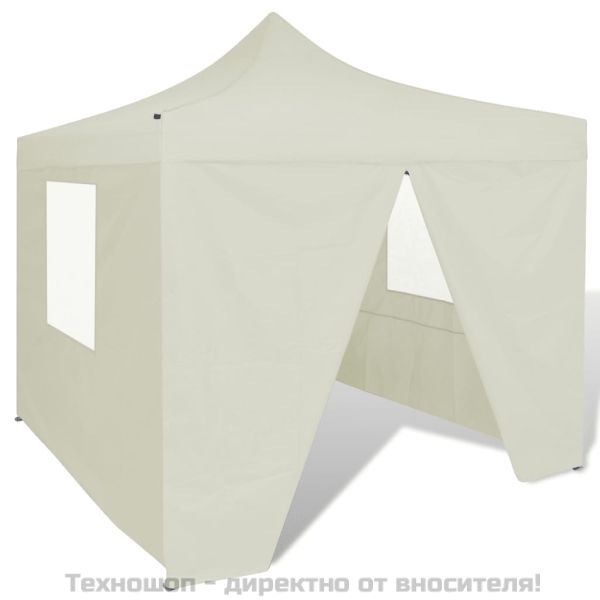 Сгъваема шатра 3 х 3 м, с 4 стени, кремава