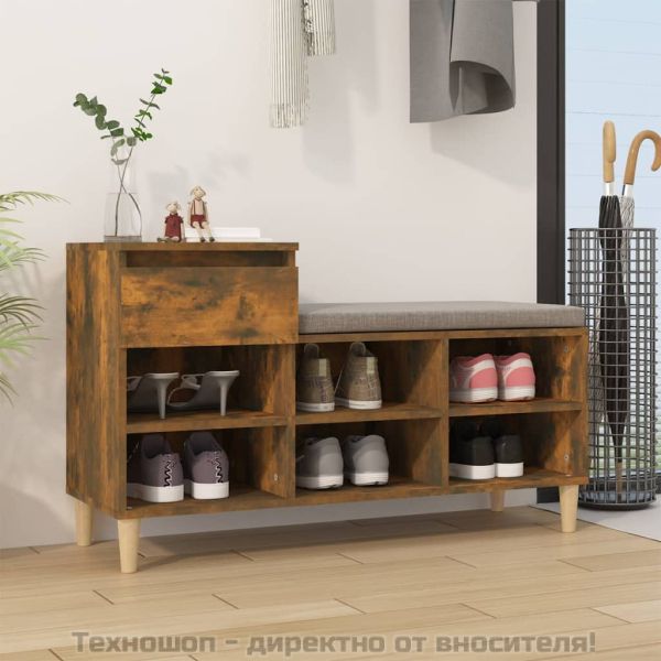 Шкаф за обувки, опушен дъб, 102x36x60 см, инженерно дърво