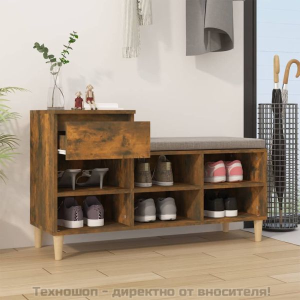 Шкаф за обувки, опушен дъб, 102x36x60 см, инженерно дърво