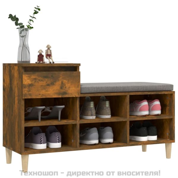 Шкаф за обувки, опушен дъб, 102x36x60 см, инженерно дърво