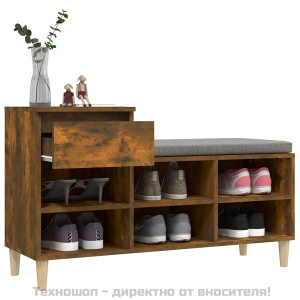 Шкаф за обувки, опушен дъб, 102x36x60 см, инженерно дърво