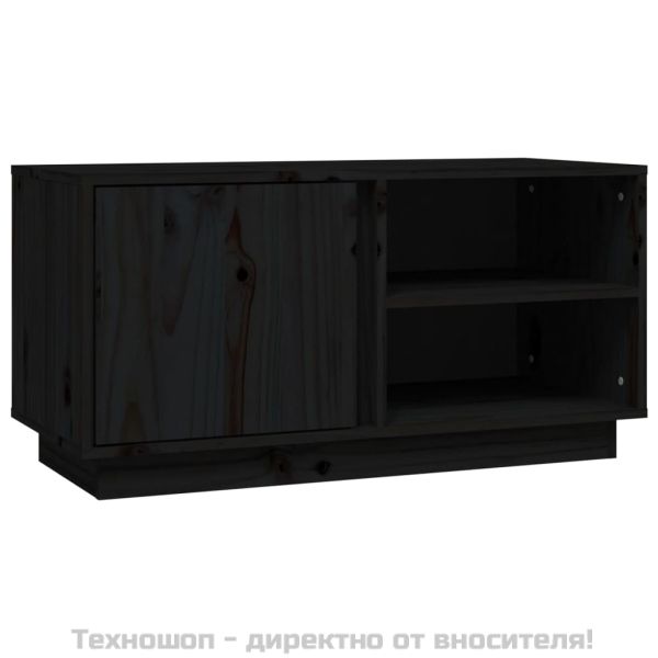 ТВ шкаф, черен, 80x35x40,5 см, бор масив