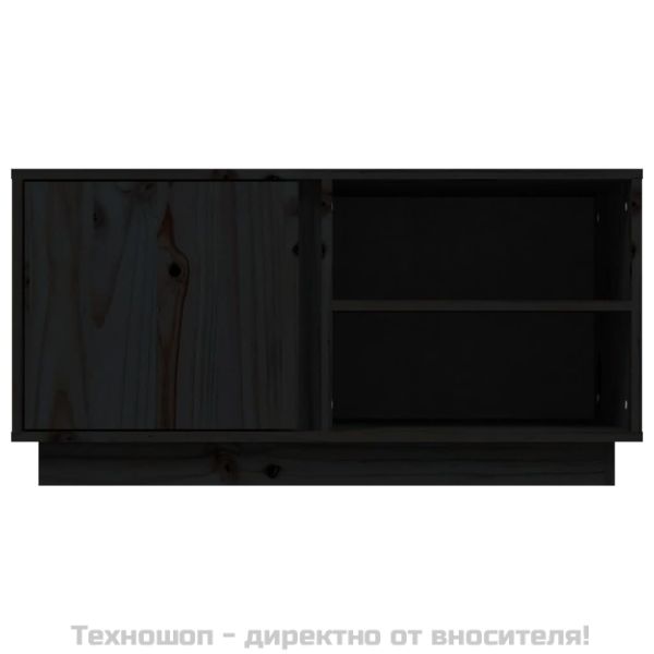 ТВ шкаф, черен, 80x35x40,5 см, бор масив