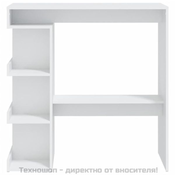 Бар маса с рафтове, бяла, 100x50x101,5 см, инженерно дърво