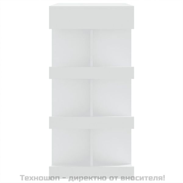 Бар маса с рафтове, бяла, 100x50x101,5 см, инженерно дърво