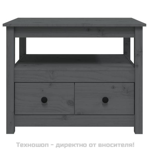 Кафе маса, Сиво, 71x49x55 см, борово дърво масив