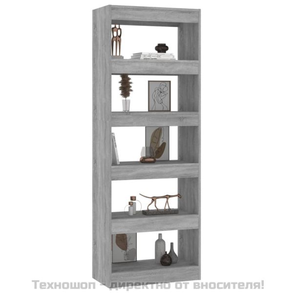 Разделител за стая, бетонно сива, 60x30x166 см, инженерно дърво