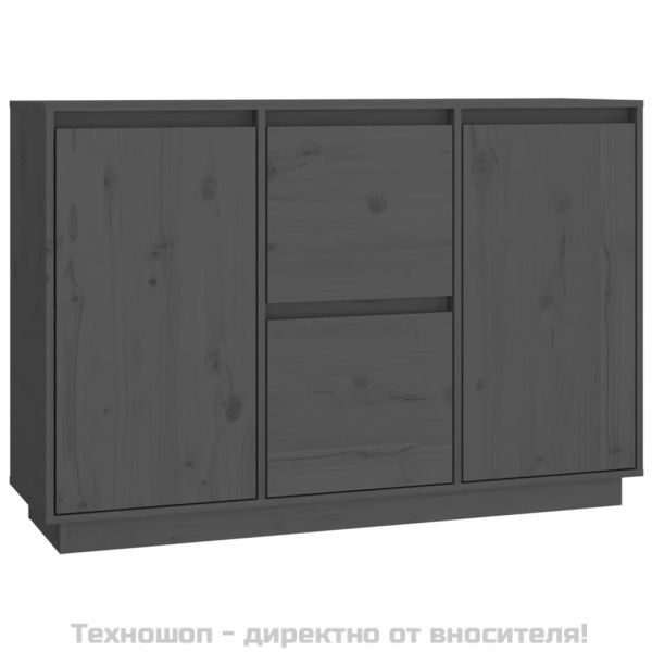 Сайдборд, сив, 111x34x75 см, бор масив