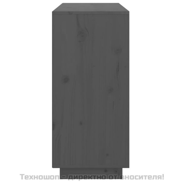 Сайдборд, сив, 111x34x75 см, бор масив