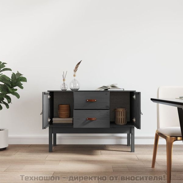 Сайдборд, сив, 110x40x78 см, бор масив