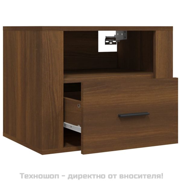 Нощни шкафчета за стенен монтаж, 2 бр, кафяв дъб, 50x36x40 см