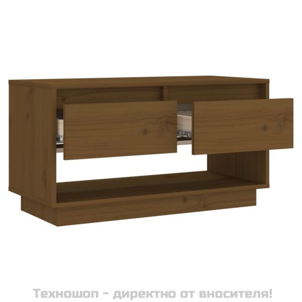 ТВ шкаф, меденокафяв, 74x34x40 см, бор масив