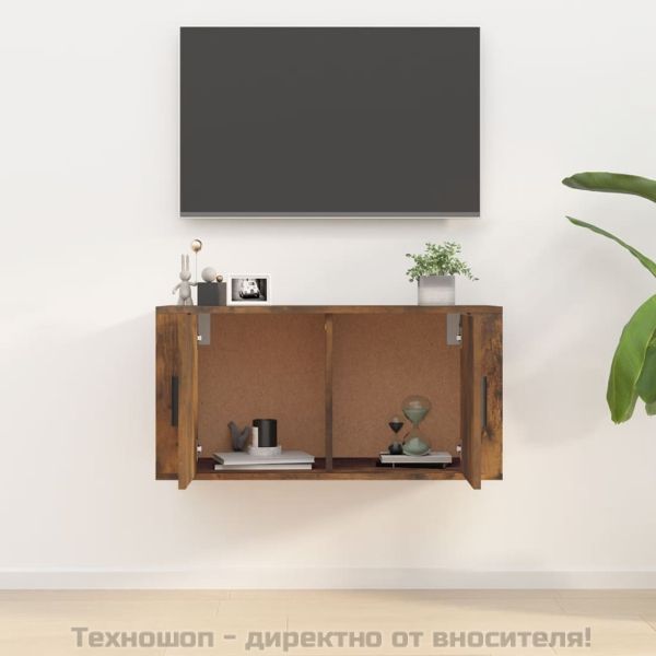 ТВ шкаф за стенен монтаж, oпушен дъб, 80x34,5x40 см