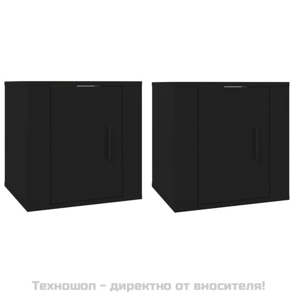ТВ шкафове със стенен монтаж, 2 бр, черни, 40x34,5x40 см