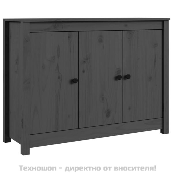 Сайдборд, сив, 100x35x74 см, бор масив