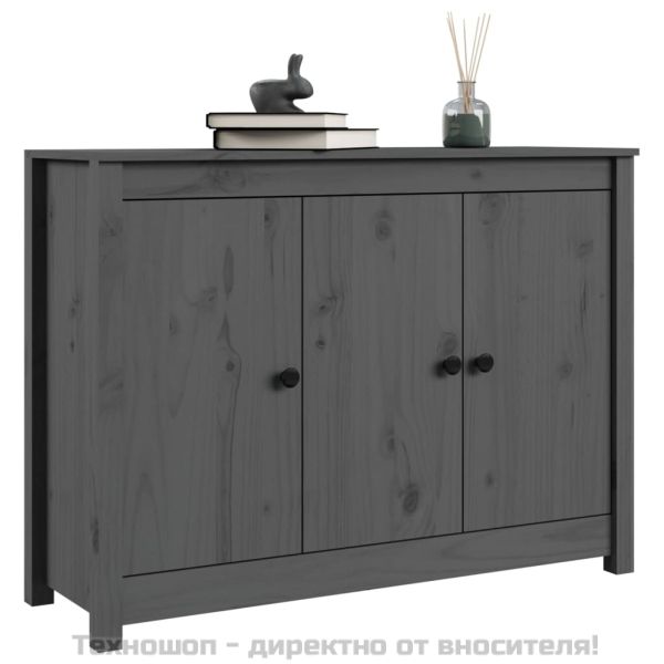 Сайдборд, сив, 100x35x74 см, бор масив