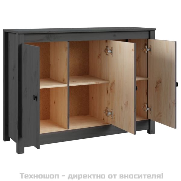 Сайдборд, сив, 100x35x74 см, бор масив