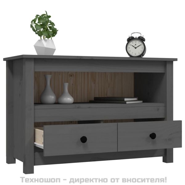 ТВ шкаф, сив, 79x35x52 см, бор масив
