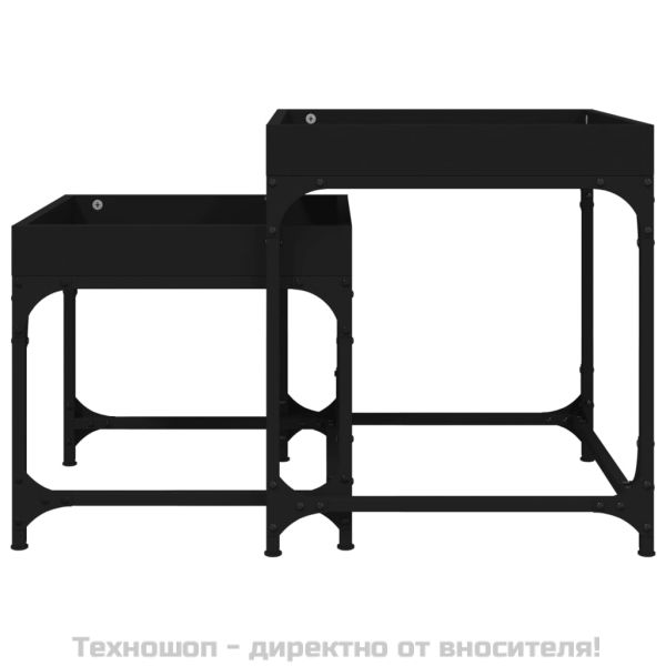 Странични маси, 2 бр, черни, инженерно дърво
