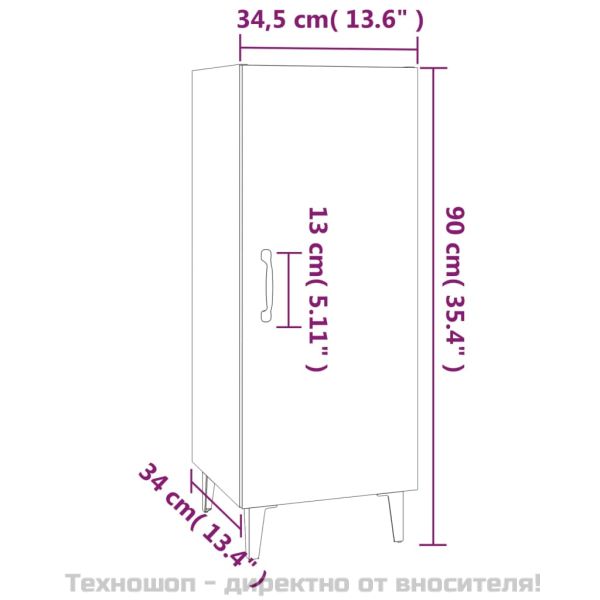 Сайдборд, кафяв дъб, 34,5x34x90 см, инженерно дърво