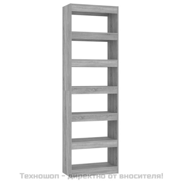 Библиотека/разделител за стая, сив сонома, 60x30x198 см