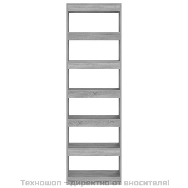 Библиотека/разделител за стая, сив сонома, 60x30x198 см