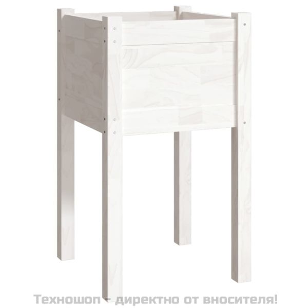 Градински сандък, бял, 40x40x70 см, бор масив