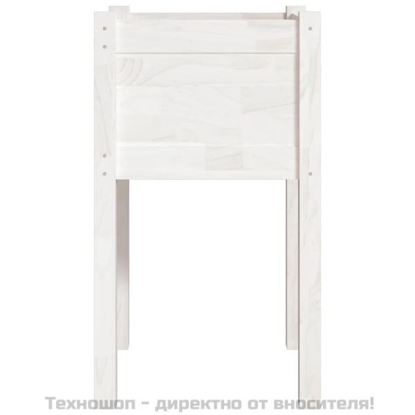 Градински сандък, бял, 40x40x70 см, бор масив