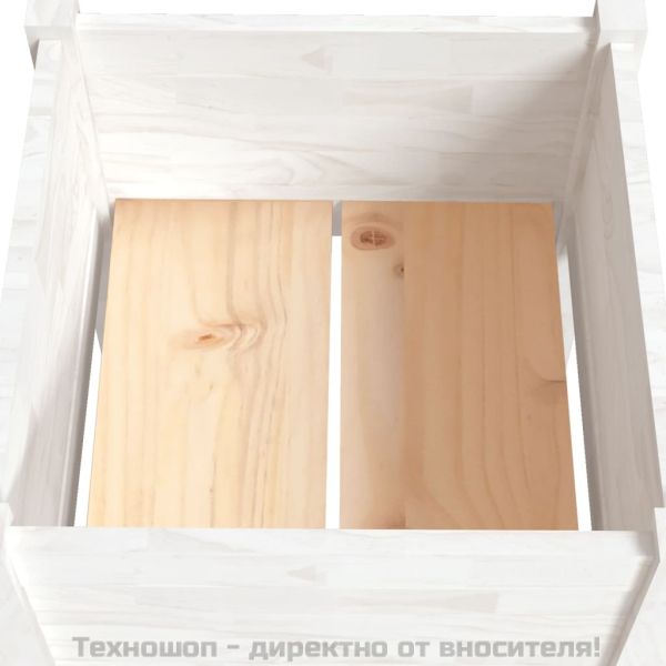 Градински сандък, бял, 40x40x70 см, бор масив