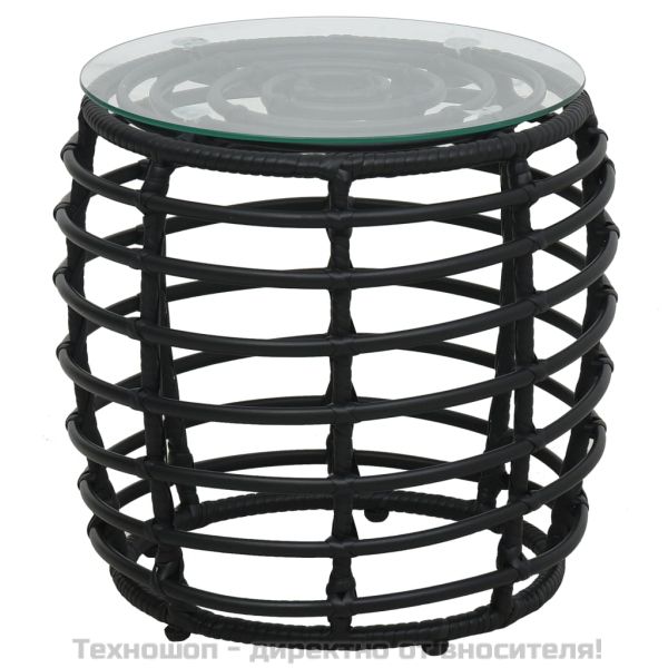 Бистро комплект, 3 части, полиратан, черен