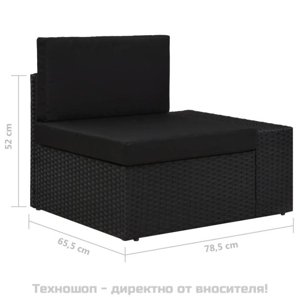 Двуместен модулен диван, полиратан, черен