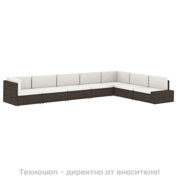Двуместен модулен диван, полиратан, черен