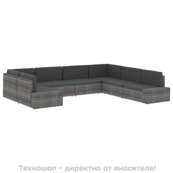 Двуместен модулен диван, полиратан, черен