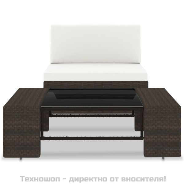 Градински комплект, 2 части, кафяв полиратан