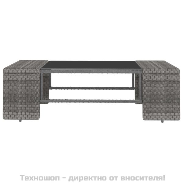 Градински комплект за отдих, 3 части, полиратан, сив