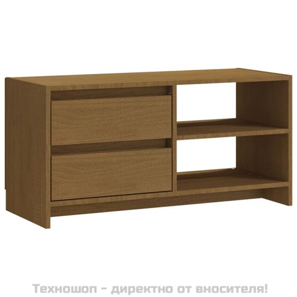 ТВ шкаф, меденокафяв, 80x31x39 см, борово дърво масив