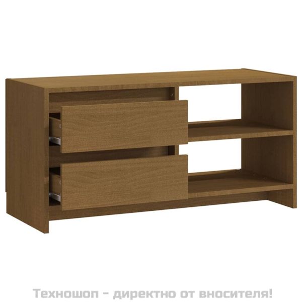 ТВ шкаф, меденокафяв, 80x31x39 см, борово дърво масив