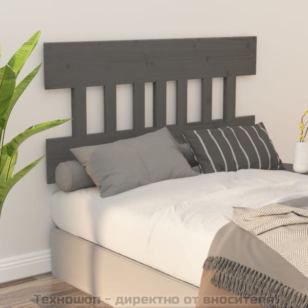 Горна табла за легло, сива, 153,5x3x81 см, бор масив