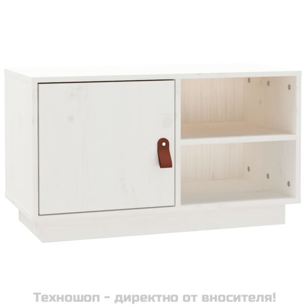 ТВ шкаф, бял, 70x34x40 см, бор масив