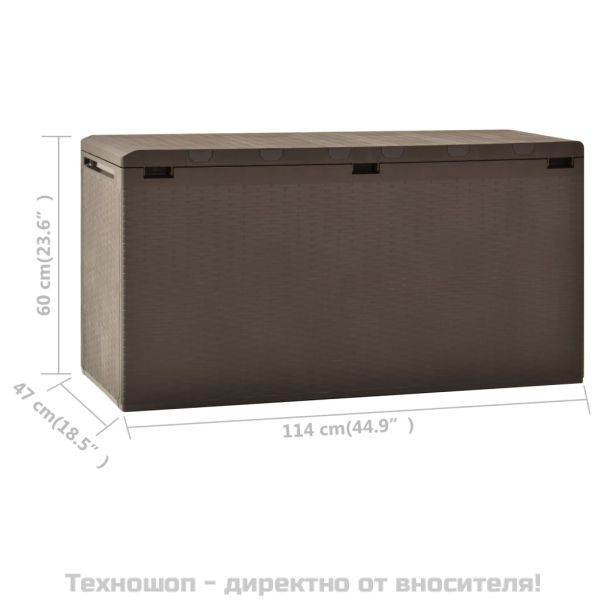 Градински сандък за съхранение, кафяв, 114x47x60 см