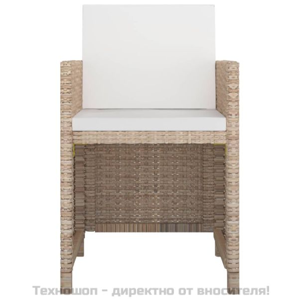 Градински комплект с възглавници, 11 части, бежов полиратан