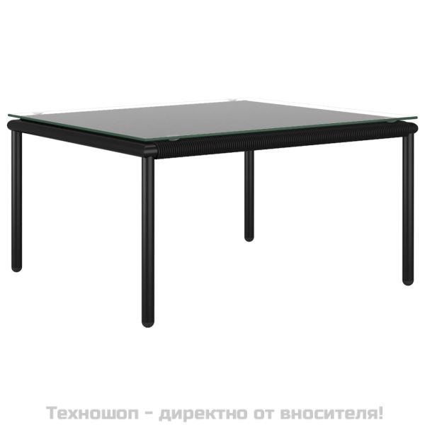 Градински комплект с възглавници, 6 части, черен, PVC