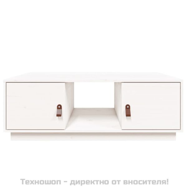Кафе маса, бяла, 100x50x35 см, бор масив